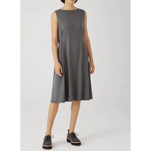 Eileen Fisher Fine Jersey Sleeveless Tie Dress in Slate Tensel  Sz XL